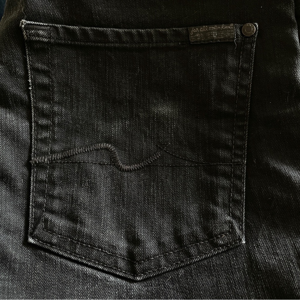 7 FOR ALL MANKIND Paxtyn Black Skinny Jeans 31 Indie Sleaze Grunge Luxe Tailored - Picture 13 of 13